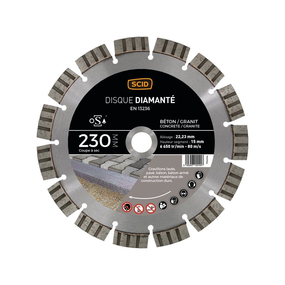 Disque diamant ventilé à tronçonner - Ø 350 mm - Matériaux durs - SCID