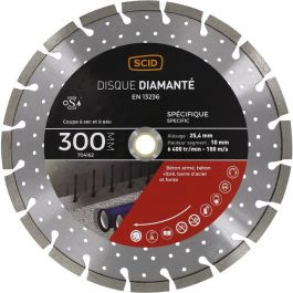 Disque diamant ventilé à tronçonner - Ø 300 mm - Béton / Métal - SCID