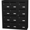 Bloc 12 boîtes aux lettres collectives intérieur mural - Modèle 3 x 4 - Noir foncé - Leabox.com