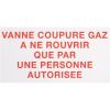 Étiquette plastique rigide rectangulaire - vanne de coupure gaz - Coditherm